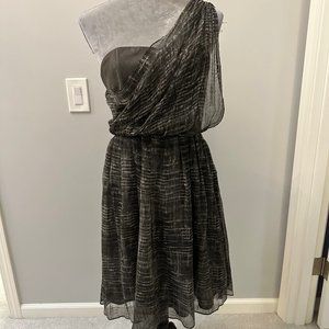 Alice + Olivia Silk and Leather Grey Dress